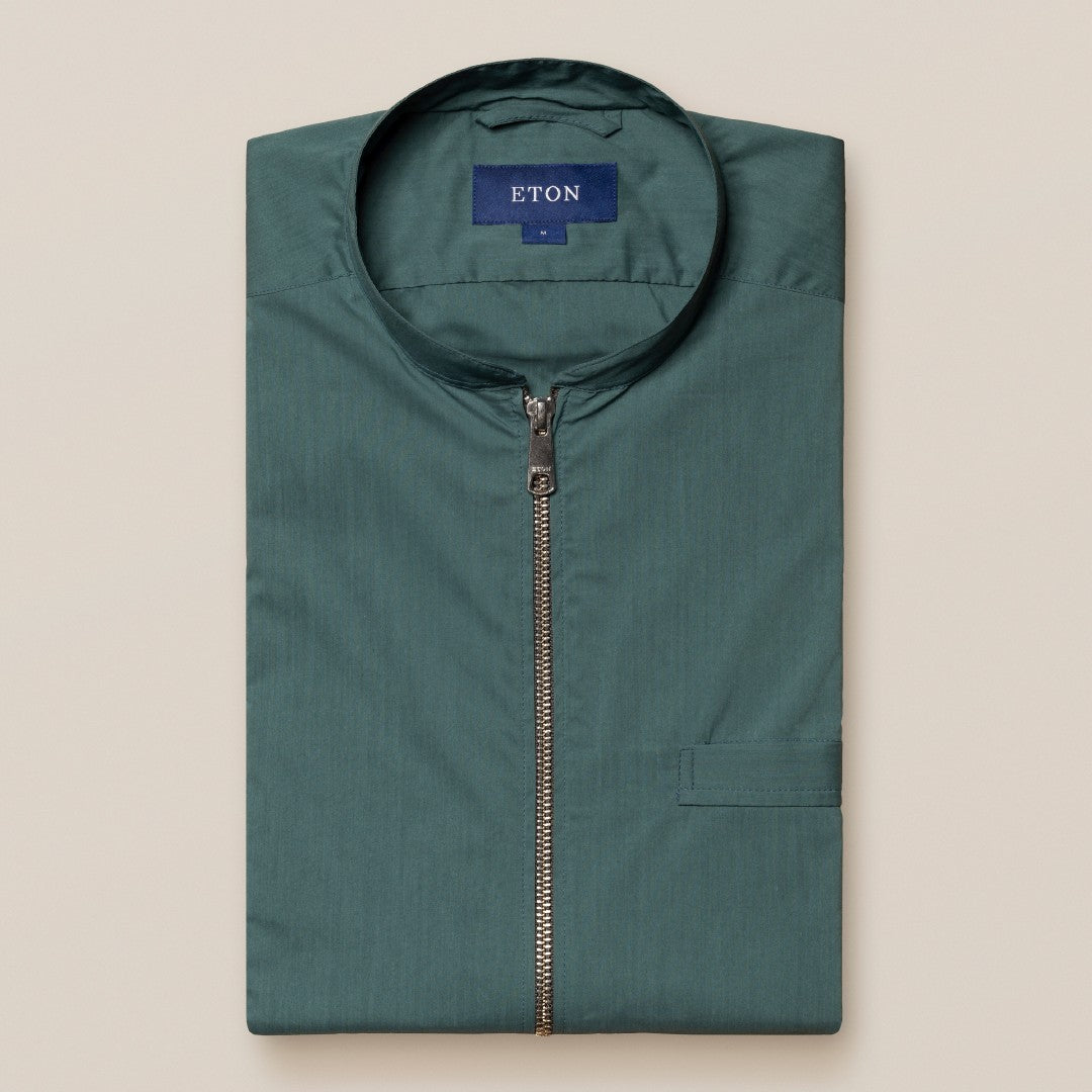 Eton Regular Fit Full Zip Gilet Dark Green-MALFORD OF LONDON SAVILE ROW MENSWEAR OUTLET