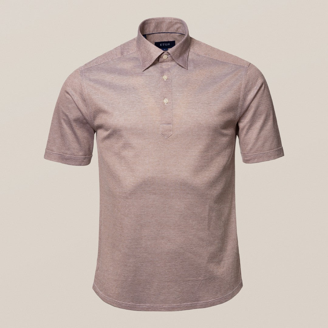 Eton Regular Fit Knitted Short Sleeve Polo Shirt Beige-MALFORD OF LONDON SAVILE ROW MENSWEAR OUTLET