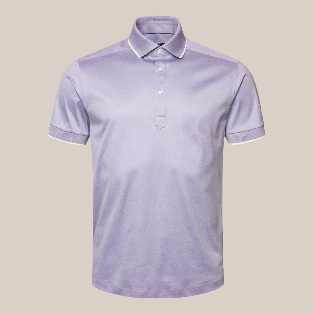 Eton Regular Fit Piped Edges Polo Shirt Light Purple-MALFORD OF LONDON SAVILE ROW MENSWEAR OUTLET