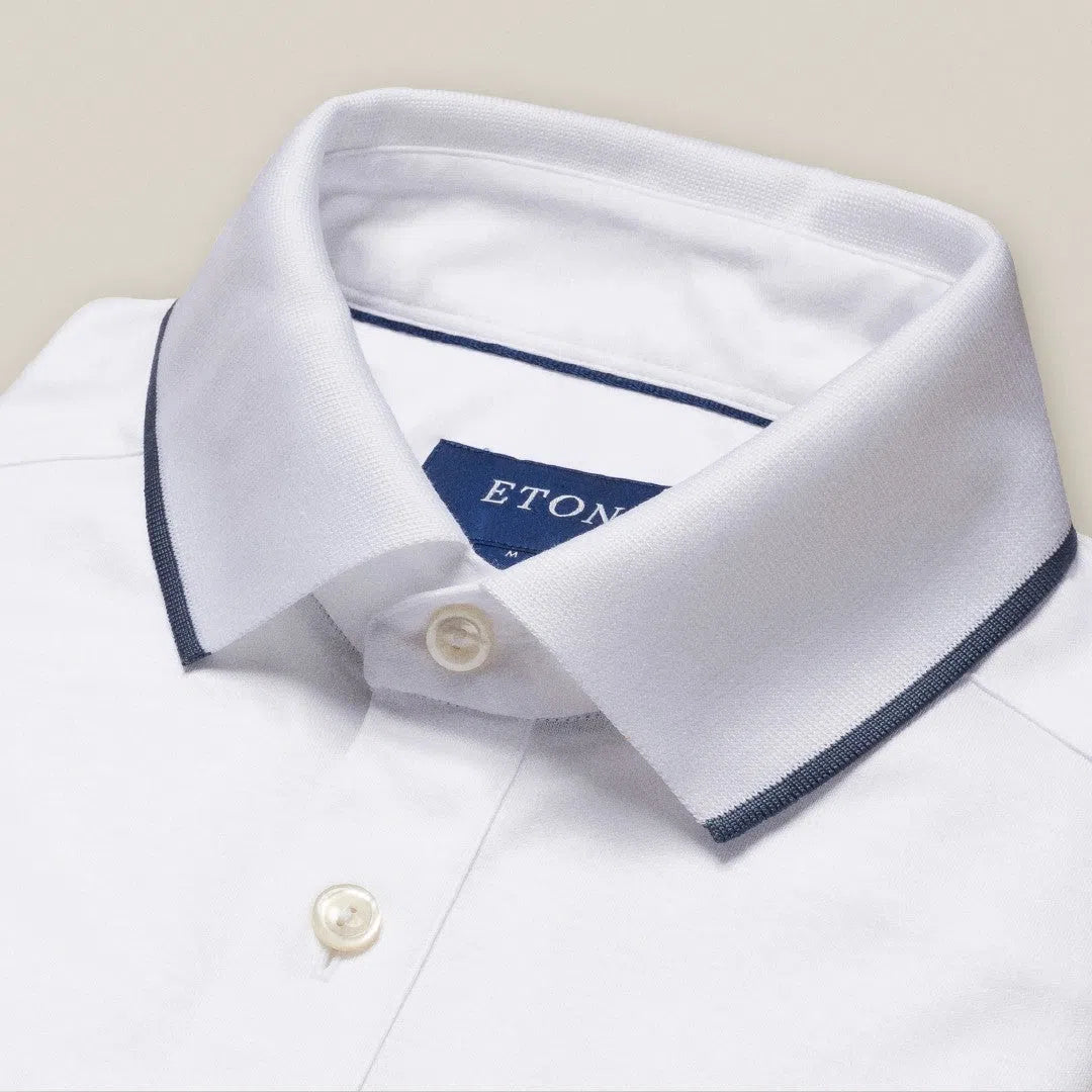 Eton Regular Fit Piped Edges Polo Shirt White-MALFORD OF LONDON SAVILE ROW MENSWEAR OUTLET