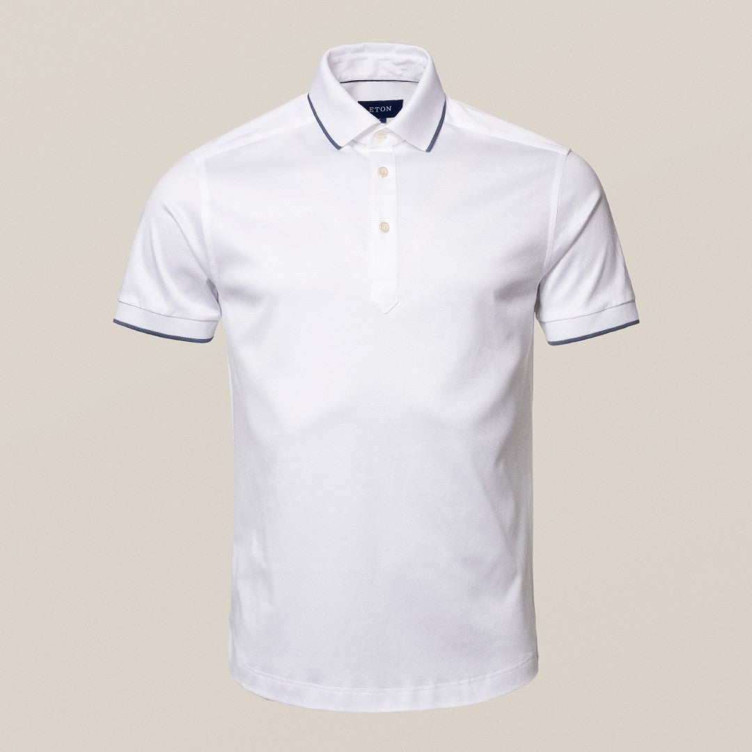 Eton Regular Fit Piped Edges Polo Shirt White-MALFORD OF LONDON SAVILE ROW MENSWEAR OUTLET