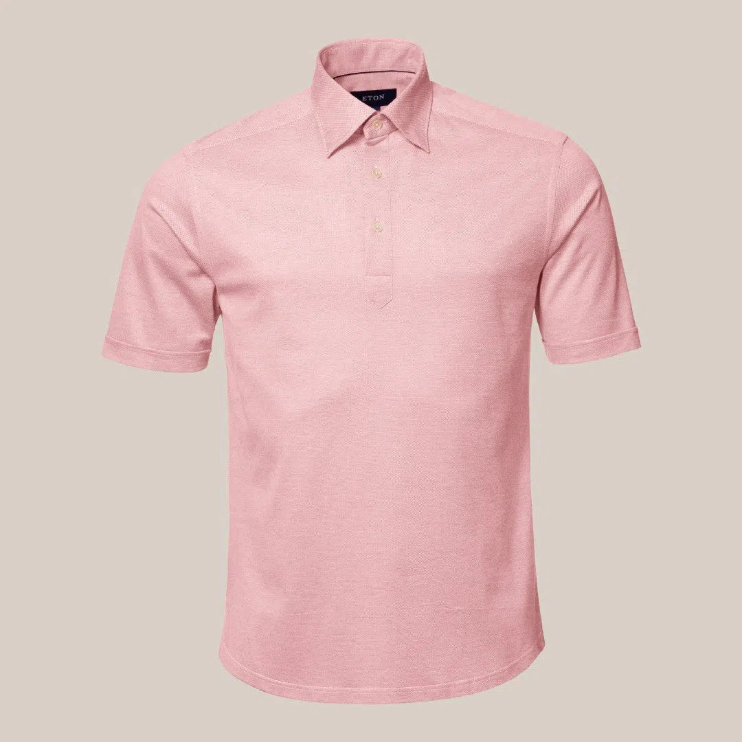 Eton Regular Fit Pique Weave Polo Shirt Pink-MALFORD OF LONDON SAVILE ROW MENSWEAR OUTLET