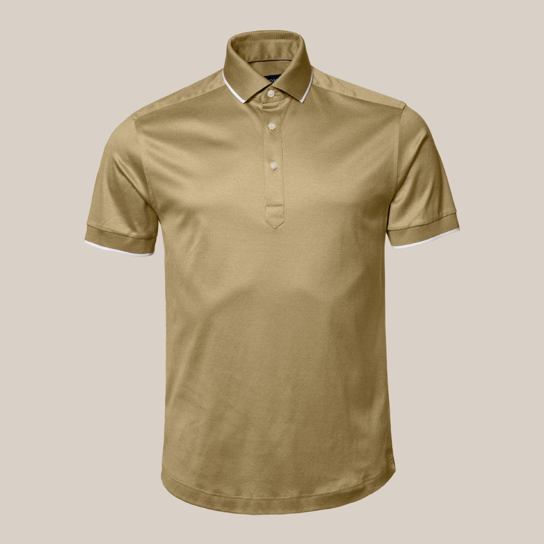 Eton Regular Fit Ribbed Cuff Polo Shirt Bronze-MALFORD OF LONDON SAVILE ROW MENSWEAR OUTLET