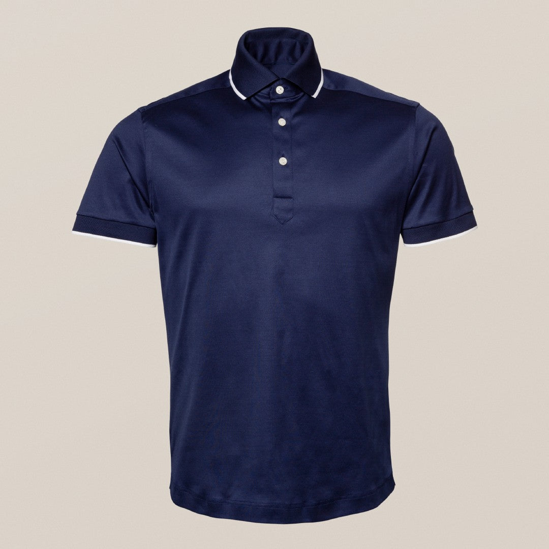 Eton Regular Fit Short Sleeve Polo Shirt Dark Blue-MALFORD OF LONDON SAVILE ROW MENSWEAR OUTLET