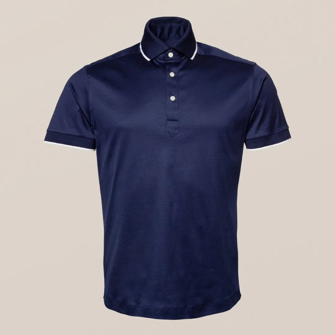 Eton Regular Fit Short Sleeve Polo Shirt Dark Blue-MALFORD OF LONDON SAVILE ROW MENSWEAR OUTLET