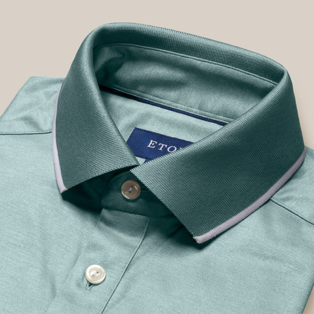 Eton Regular Fit Short Sleeve Polo Shirt Light Blue-MALFORD OF LONDON SAVILE ROW MENSWEAR OUTLET