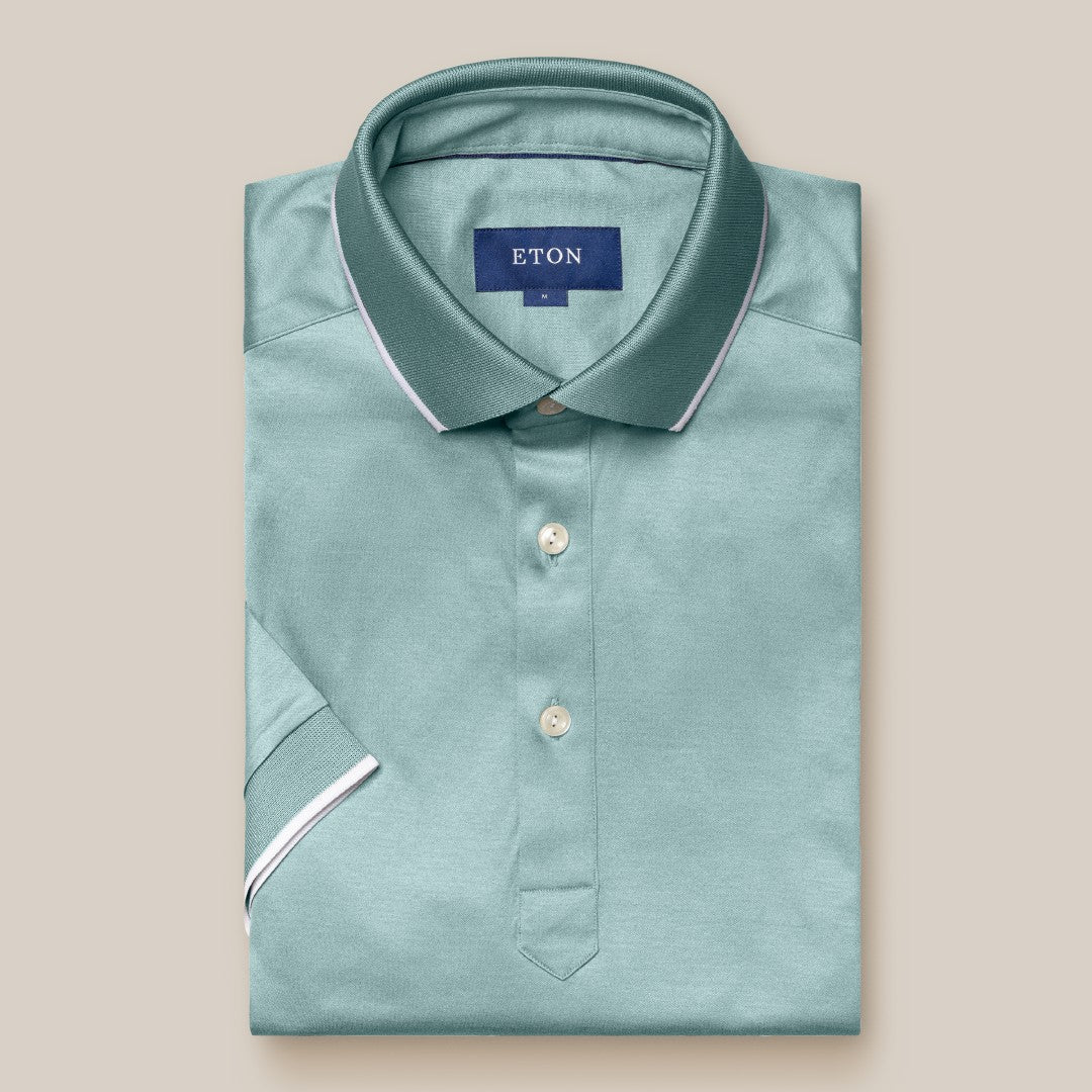 Eton Regular Fit Short Sleeve Polo Shirt Light Blue-MALFORD OF LONDON SAVILE ROW MENSWEAR OUTLET