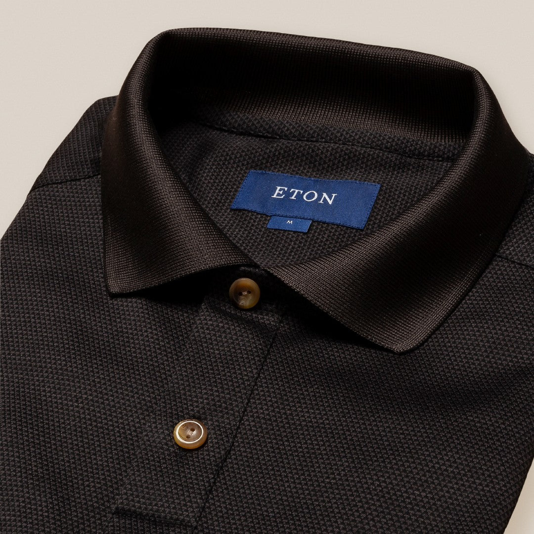 Eton Regular fit jersey plain Polo Shirt Black-MALFORD OF LONDON SAVILE ROW MENSWEAR OUTLET