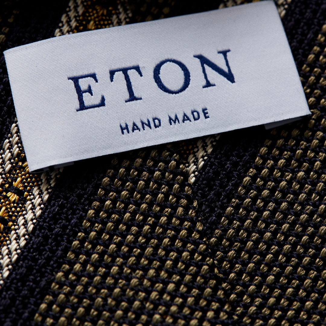 Eton Silk Bold Stripe Patterned Tie Dark Grey-MALFORD OF LONDON SAVILE ROW MENSWEAR OUTLET