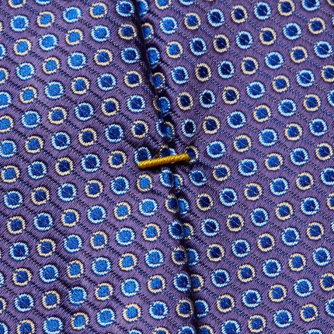 Eton Silk Circle Grid Patterned Tie Dark Purple-MALFORD OF LONDON SAVILE ROW MENSWEAR OUTLET