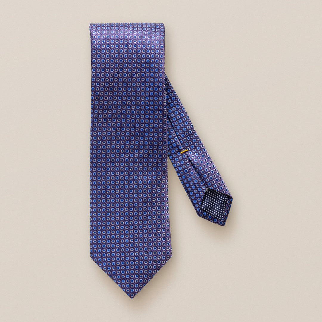 Eton Silk Circle Grid Patterned Tie Dark Purple-MALFORD OF LONDON SAVILE ROW MENSWEAR OUTLET