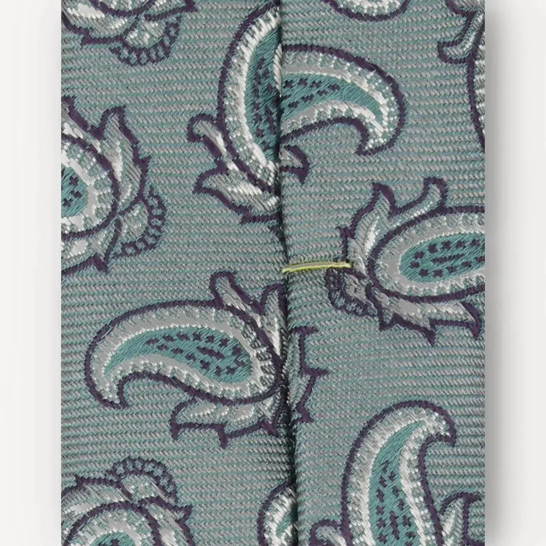 Eton Silk Classic Cut Paisley Tie Mid Green-MALFORD OF LONDON SAVILE ROW MENSWEAR OUTLET