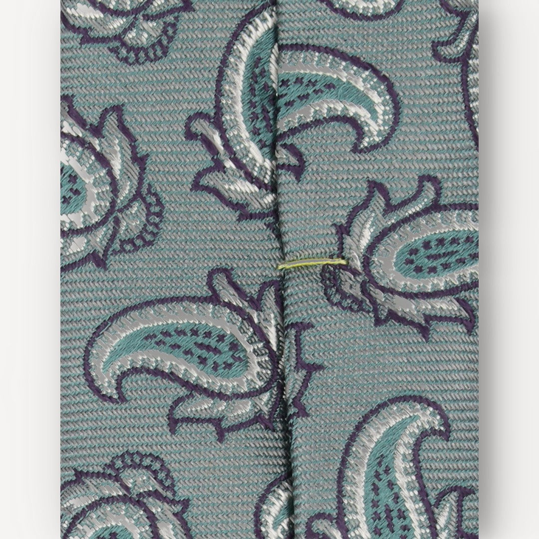 Eton Silk Classic Cut Paisley Tie Mid Green-MALFORD OF LONDON SAVILE ROW MENSWEAR OUTLET