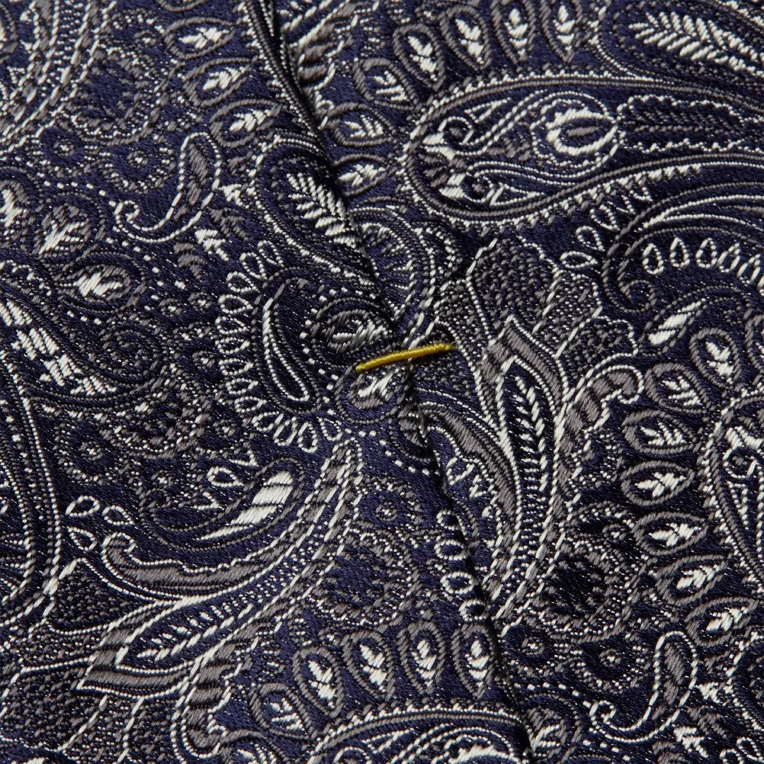 Eton Silk Clustered Paisley Patterned Tie Black-MALFORD OF LONDON SAVILE ROW MENSWEAR OUTLET