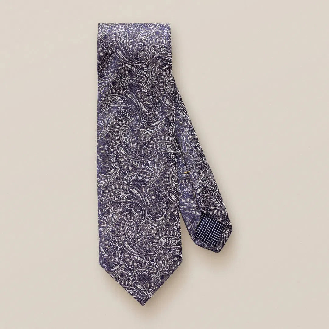 Eton Silk Clustered Paisley Patterned Tie Black-MALFORD OF LONDON SAVILE ROW MENSWEAR OUTLET