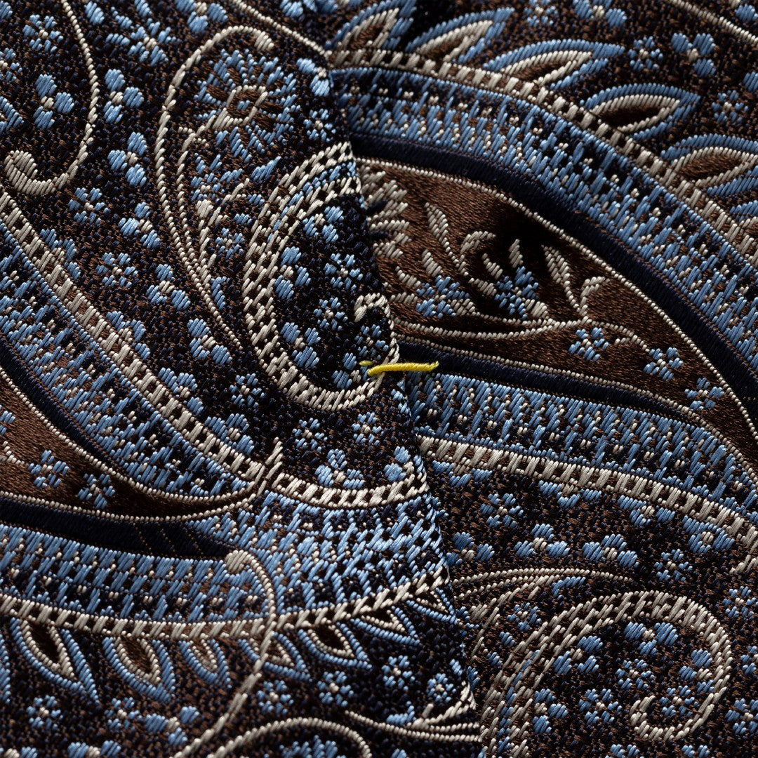 Eton Silk Embrioded Paisley Patterned Tie Dark Brown-MALFORD OF LONDON SAVILE ROW MENSWEAR OUTLET