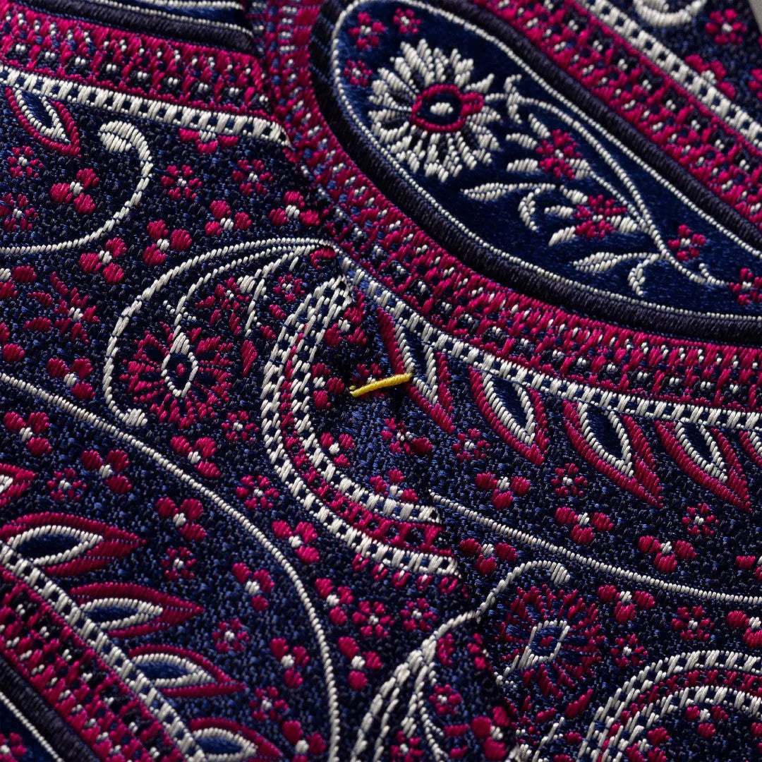 Eton Silk Embrioded Paisley Patterned Tie Dark Red/Purple-MALFORD OF LONDON SAVILE ROW MENSWEAR OUTLET