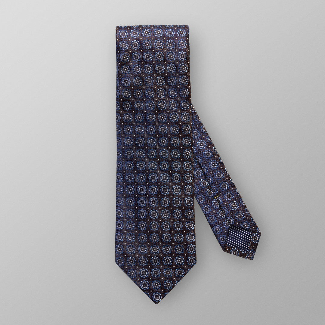 Eton Silk Floral Patterned Tie Brown/Blue-MALFORD OF LONDON SAVILE ROW MENSWEAR OUTLET