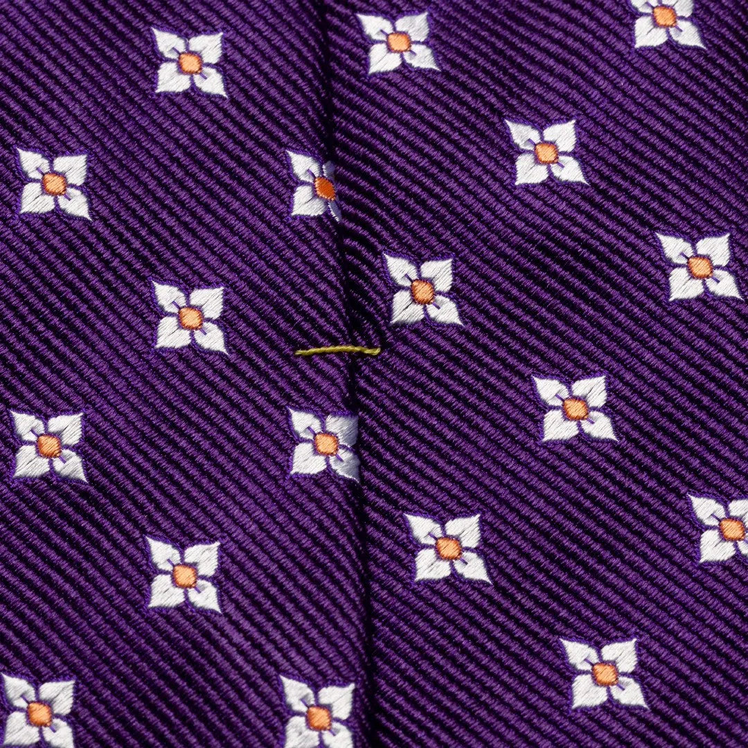 Eton Silk Floral Patterned Tie Dark Purple-MALFORD OF LONDON SAVILE ROW MENSWEAR OUTLET