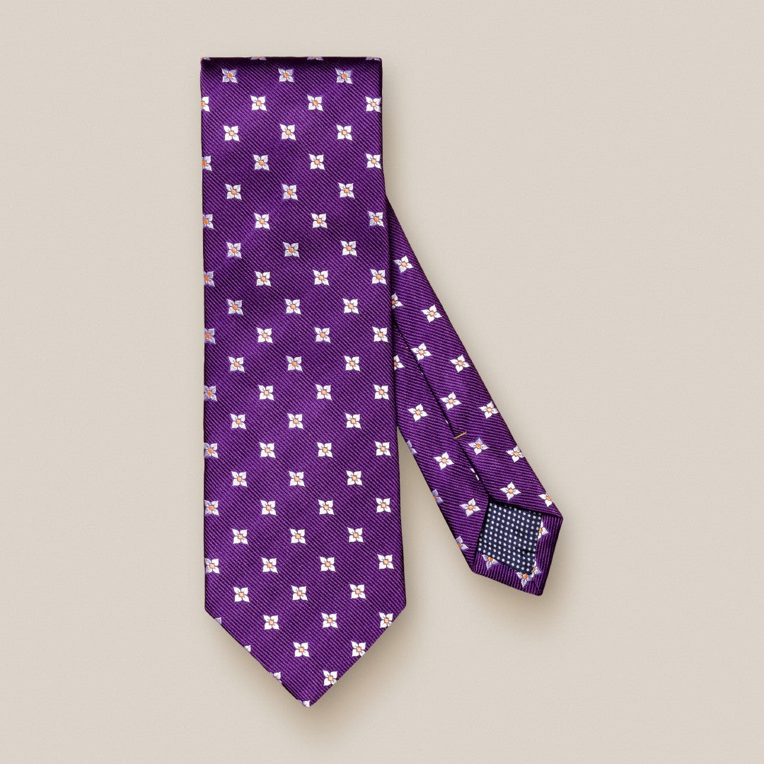 Eton Silk Floral Patterned Tie Dark Purple-MALFORD OF LONDON SAVILE ROW MENSWEAR OUTLET