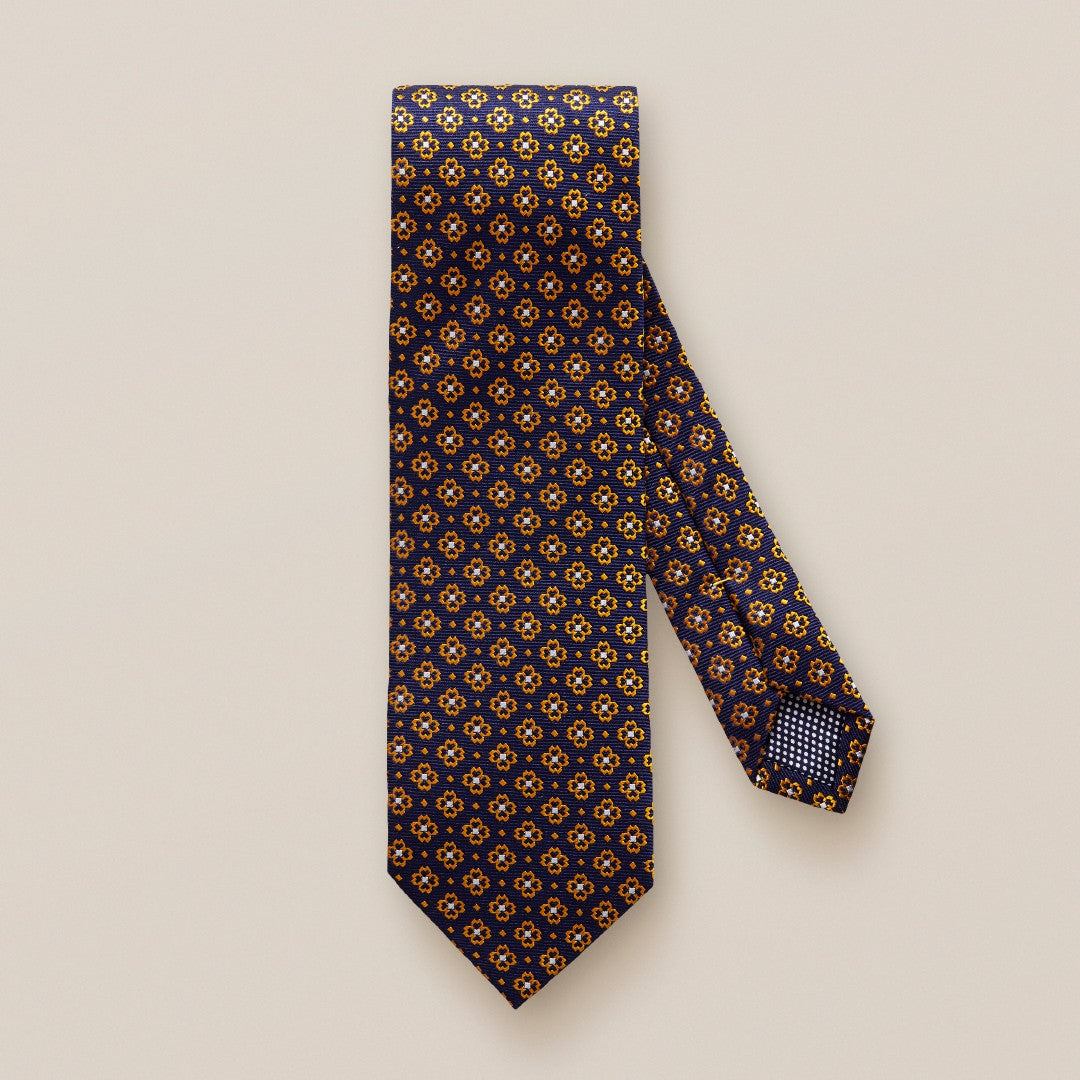 Eton Silk Floral Patterned Tie Orange/Blue-MALFORD OF LONDON SAVILE ROW MENSWEAR OUTLET