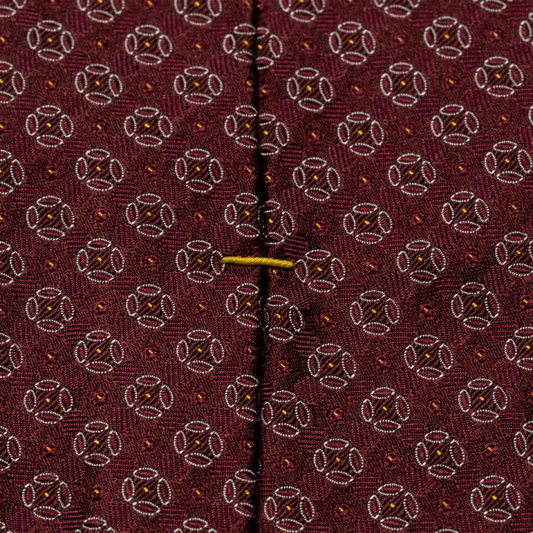 Eton Silk Geometric Flower Patterned Tie Red-MALFORD OF LONDON SAVILE ROW MENSWEAR OUTLET