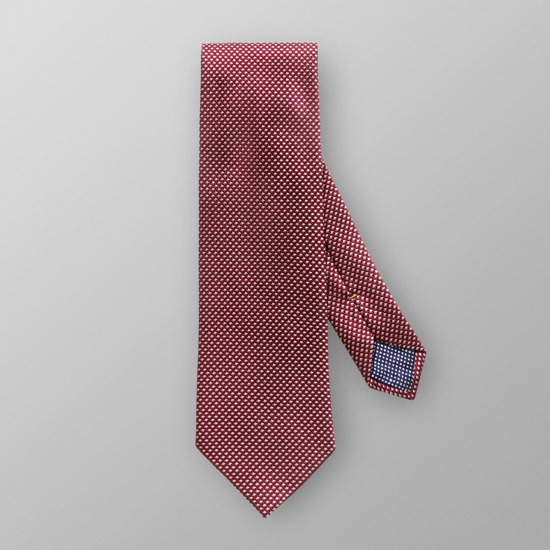 Eton Silk Geometric Patterned Tie Dark Red / White-MALFORD OF LONDON SAVILE ROW MENSWEAR OUTLET