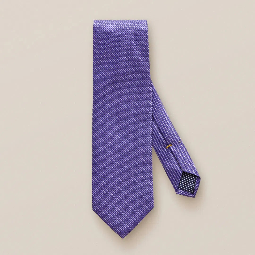 Eton Silk Geometric Patterned Tie Mid Purple-MALFORD OF LONDON SAVILE ROW MENSWEAR OUTLET