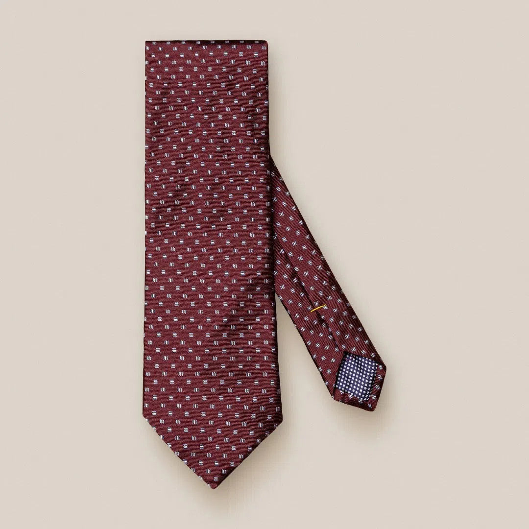 Eton Silk Geometric Patterned Tie Red-MALFORD OF LONDON SAVILE ROW MENSWEAR OUTLET