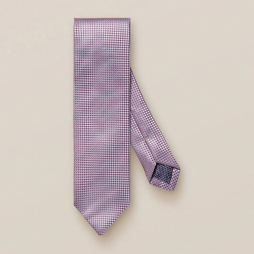 Eton Silk Grid Patterned Tie Pink-MALFORD OF LONDON SAVILE ROW MENSWEAR OUTLET