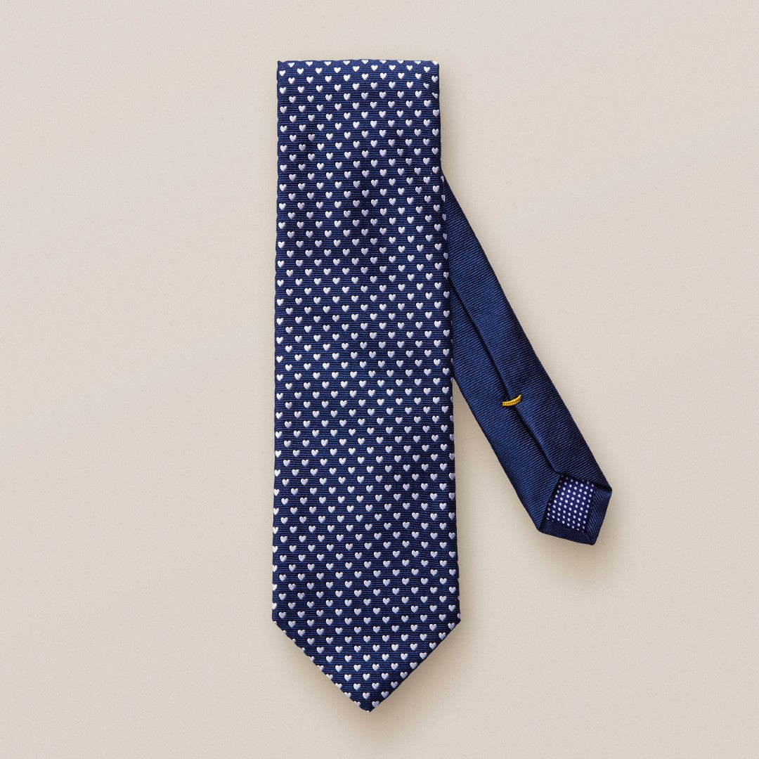 Eton Silk Heart Patterned Tie Navy Blue-MALFORD OF LONDON SAVILE ROW MENSWEAR OUTLET