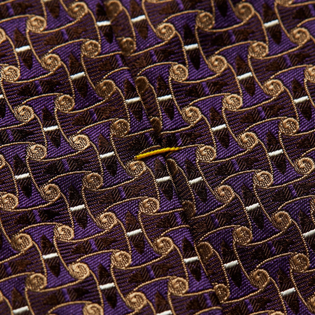 Eton Silk Jacquard Patterned Tie Dark Purple / Bronze-MALFORD OF LONDON SAVILE ROW MENSWEAR OUTLET