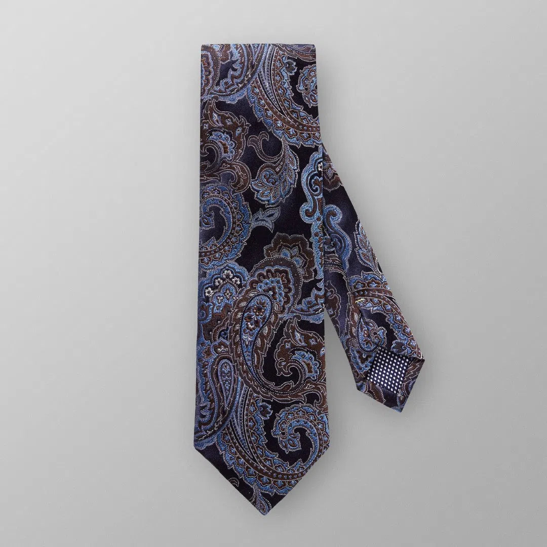 Eton Silk Large Paisley Patterned Tie Navy Blue-MALFORD OF LONDON SAVILE ROW MENSWEAR OUTLET