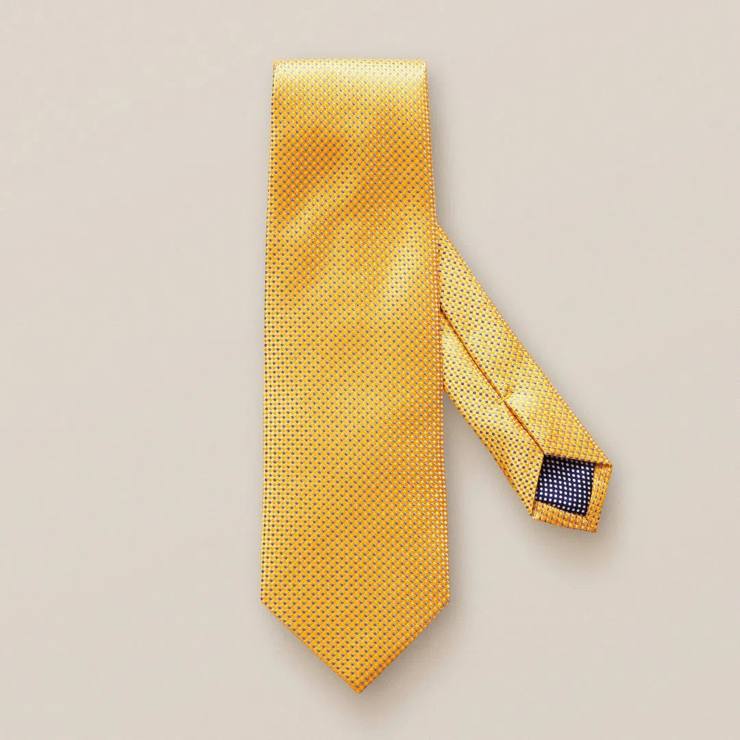 Eton Silk Micro Stitch Patterned Tie Yellow-MALFORD OF LONDON SAVILE ROW MENSWEAR OUTLET