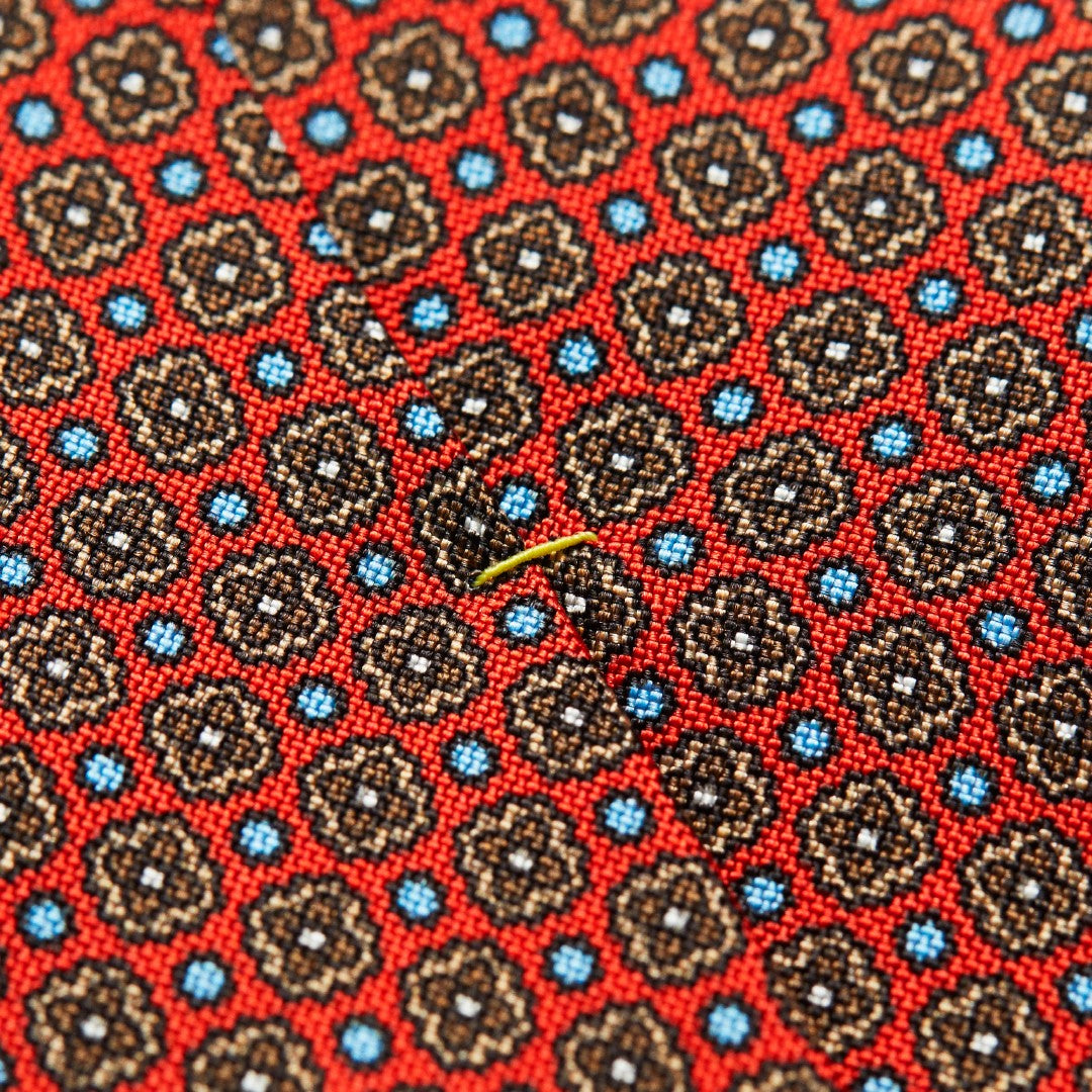 Eton Silk Micro Tile Patterned Tie Red-MALFORD OF LONDON SAVILE ROW MENSWEAR OUTLET