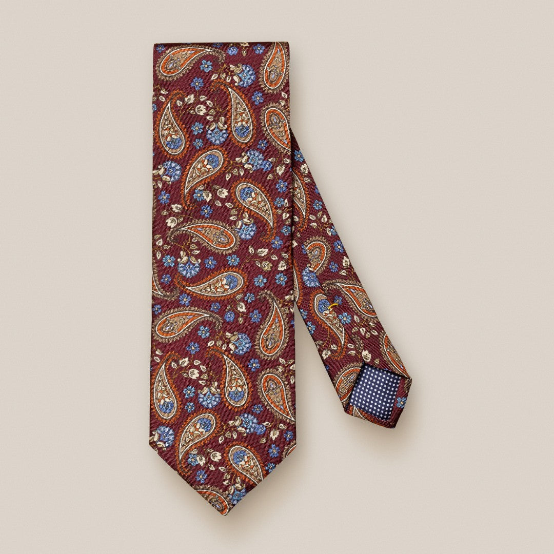 Eton Silk Paisley Patterned Tie Dark Brown-MALFORD OF LONDON SAVILE ROW MENSWEAR OUTLET