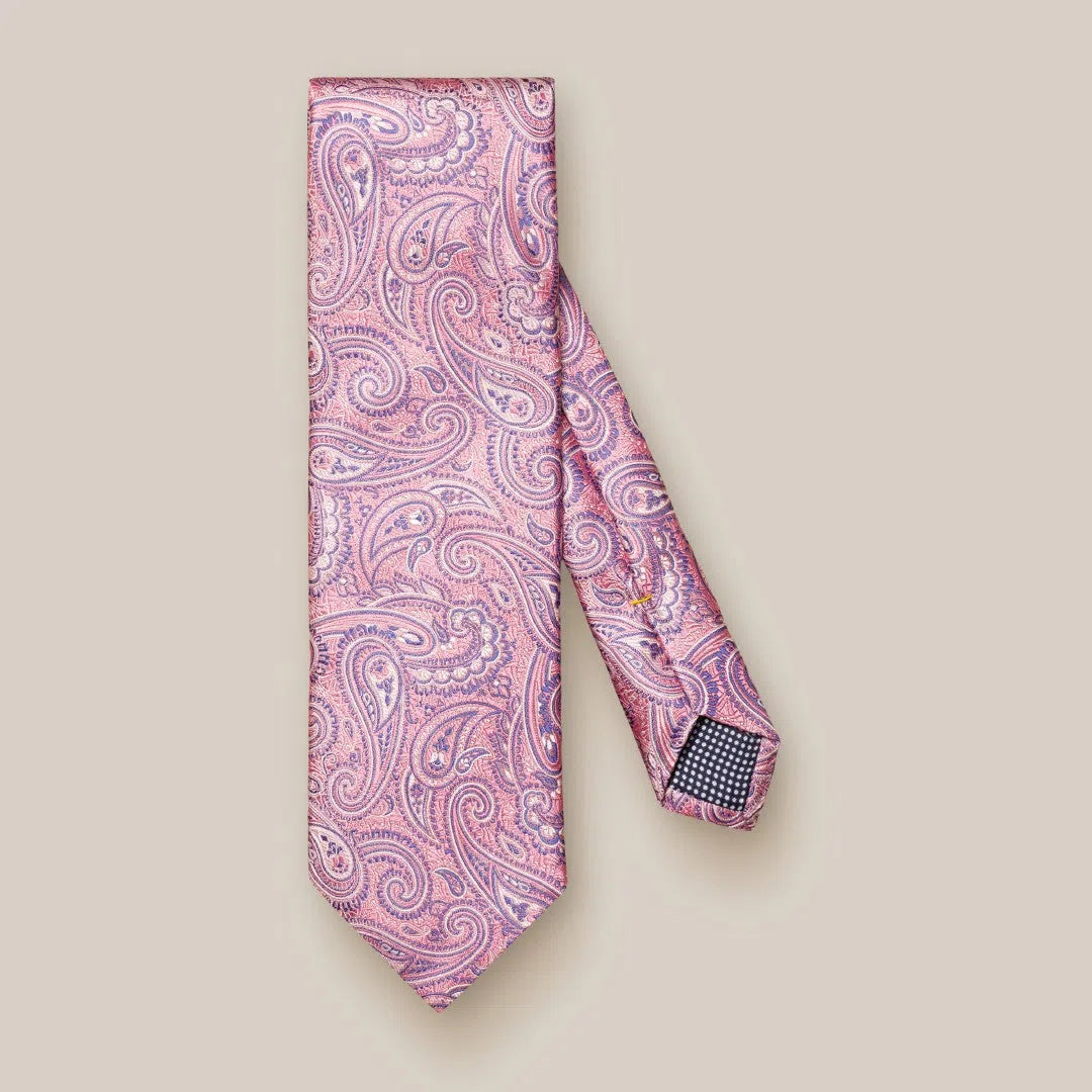 Eton Silk Paisley Patterned Tie Pink-MALFORD OF LONDON SAVILE ROW MENSWEAR OUTLET