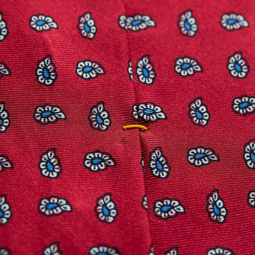 Eton Silk Small Flower Patterned Tie Red-MALFORD OF LONDON SAVILE ROW MENSWEAR OUTLET