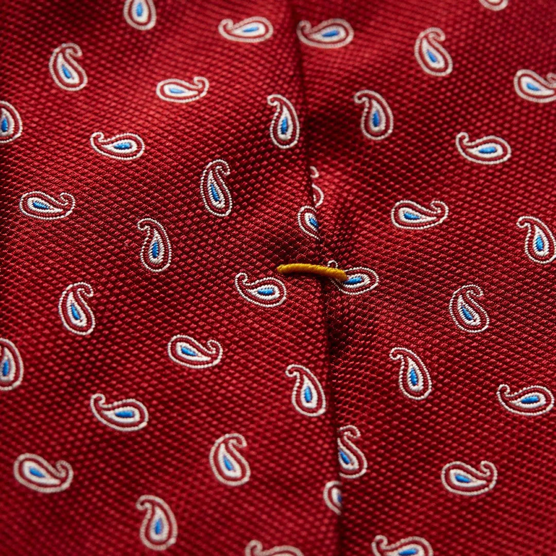 Eton Silk Small Paisley Patterned Tie Red-MALFORD OF LONDON SAVILE ROW MENSWEAR OUTLET