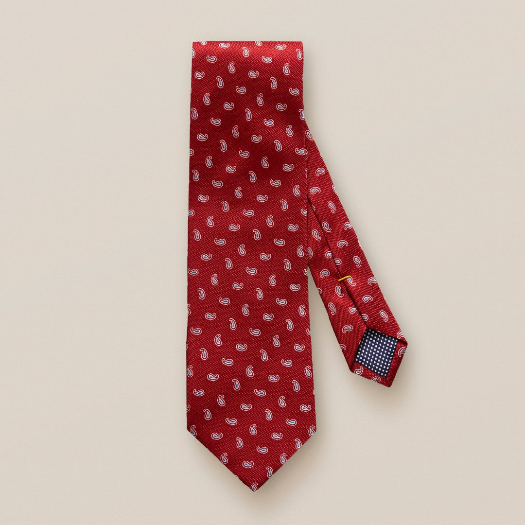 Eton Silk Small Paisley Patterned Tie Red-MALFORD OF LONDON SAVILE ROW MENSWEAR OUTLET