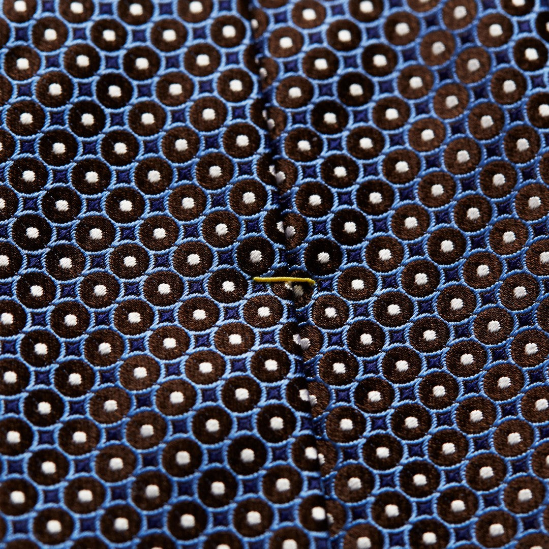 Eton Silk Spot/Circle Patterned Tie Dark Brown-MALFORD OF LONDON SAVILE ROW MENSWEAR OUTLET