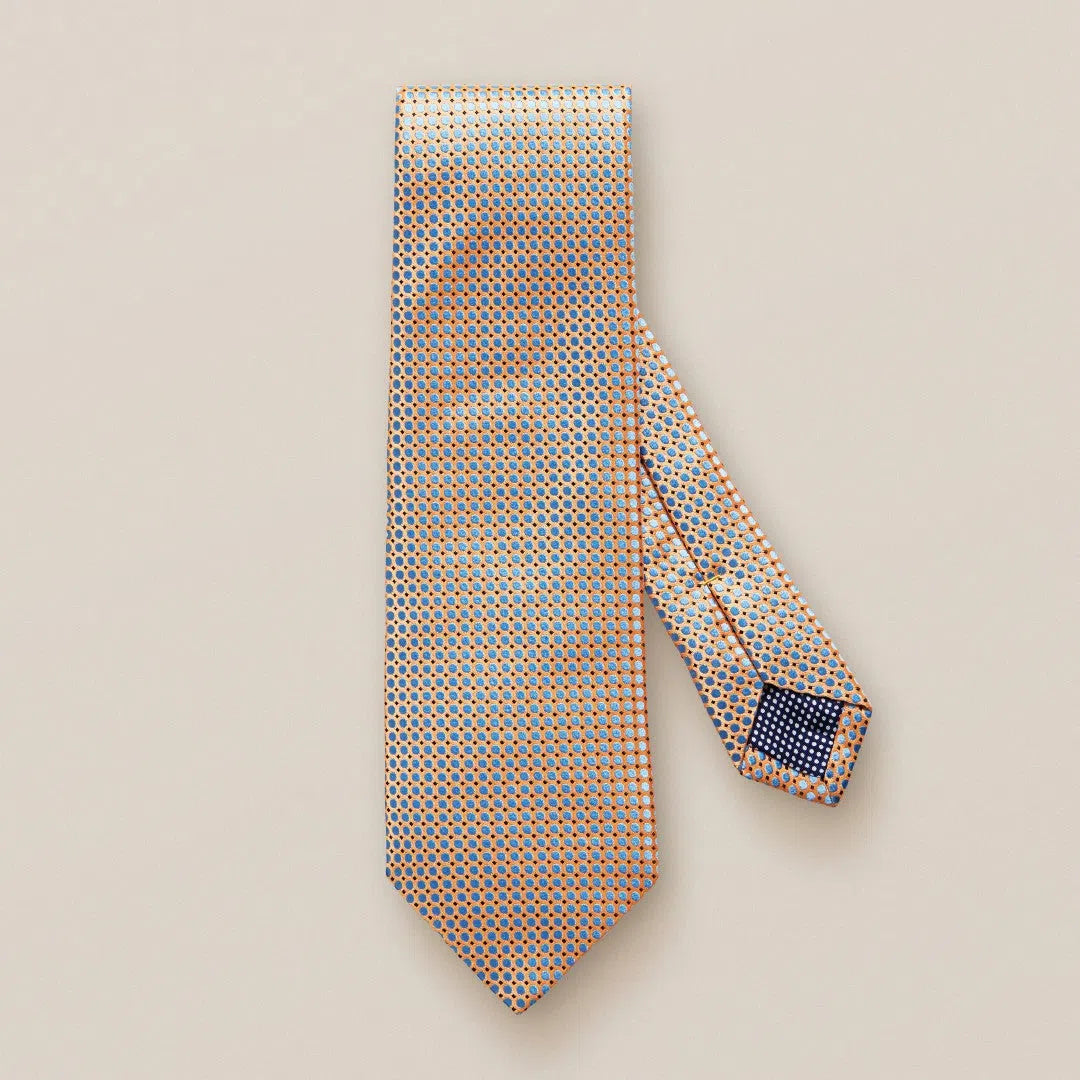 Eton Silk Spotted Patterned Tie Orange-MALFORD OF LONDON SAVILE ROW MENSWEAR OUTLET