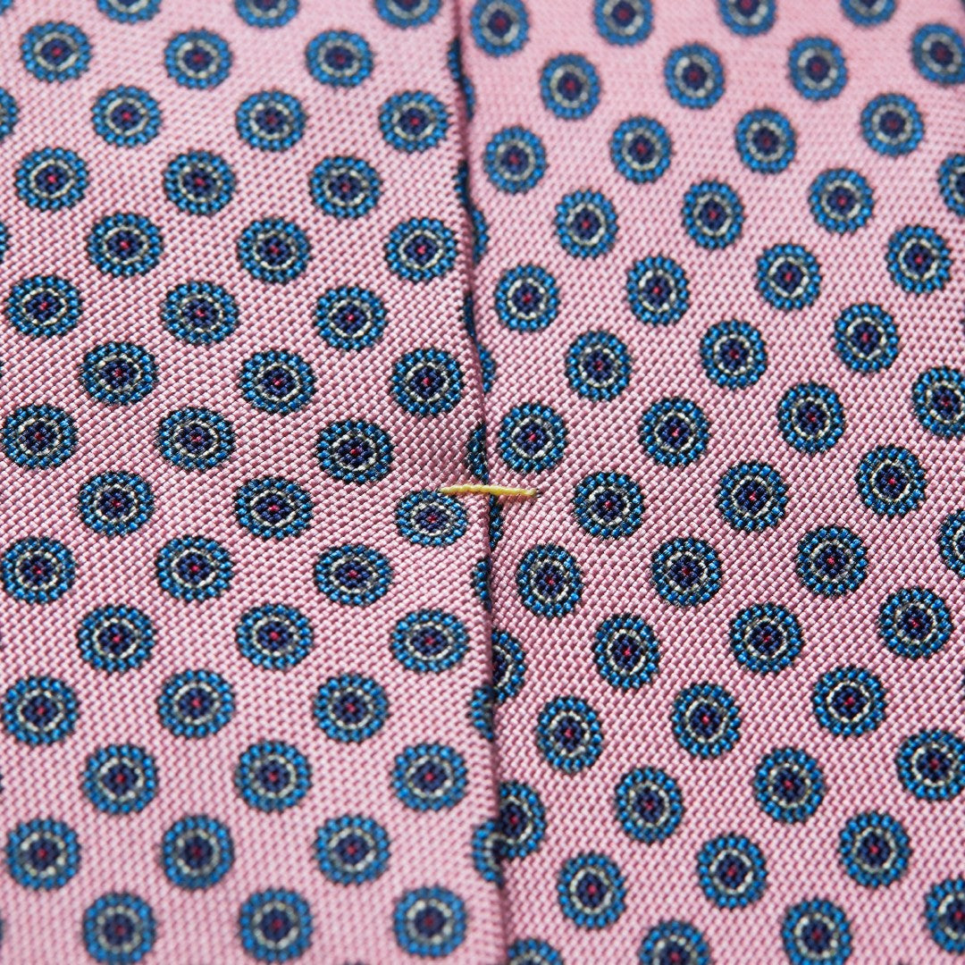 Eton Silk Spotted Patterned Tie Pink/Blue-MALFORD OF LONDON SAVILE ROW MENSWEAR OUTLET