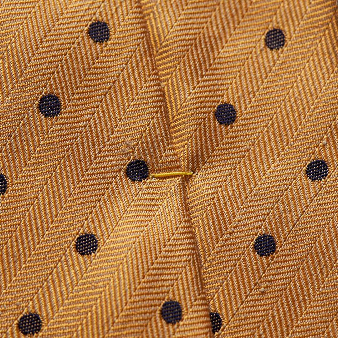 Eton Silk Spotted/Herringbone Patterned Tie Orange/Blue-MALFORD OF LONDON SAVILE ROW MENSWEAR OUTLET