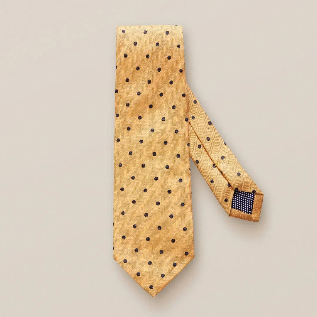 Eton Silk Spotted/Herringbone Patterned Tie Orange/Blue-MALFORD OF LONDON SAVILE ROW MENSWEAR OUTLET