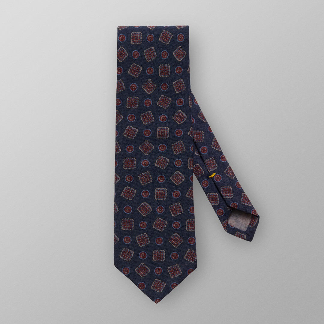 Eton Silk Sqaure/Circle Tile Patterned Tie Mid Blue-MALFORD OF LONDON SAVILE ROW MENSWEAR OUTLET