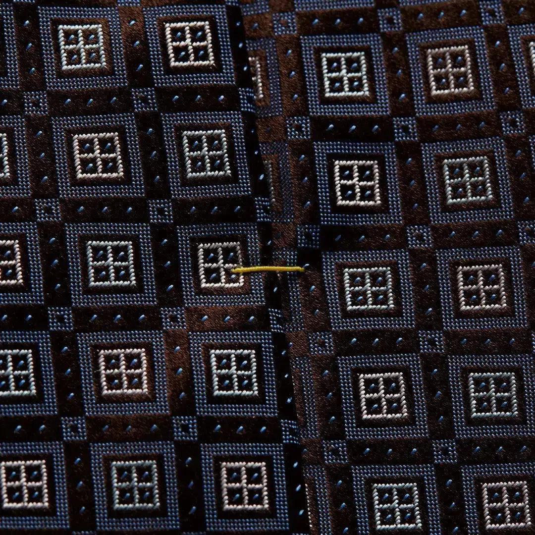 Eton Silk Square Tile Patterned Tie Brown-MALFORD OF LONDON SAVILE ROW MENSWEAR OUTLET