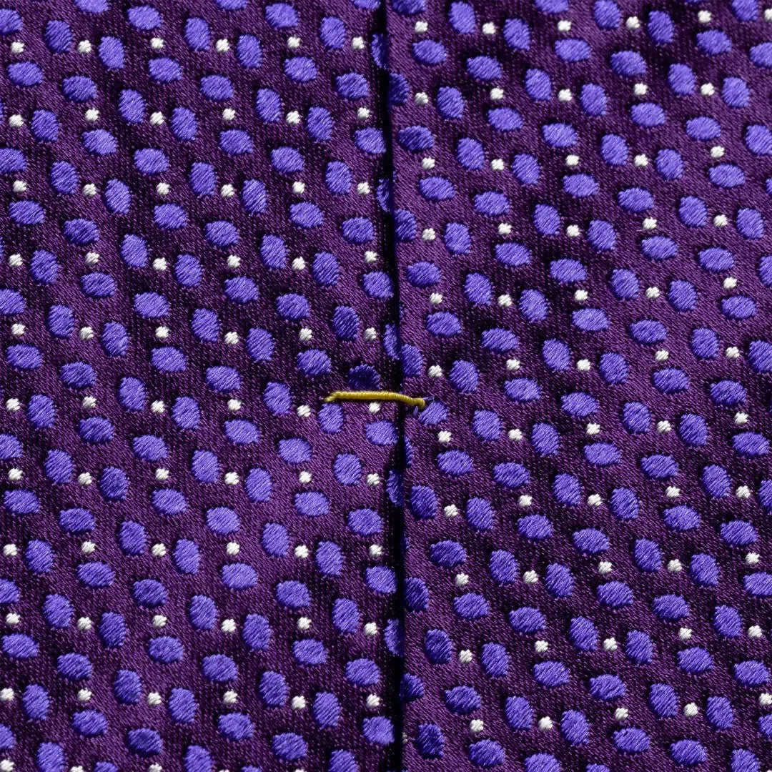 Eton Silk Textured Greometic Patterned Tie Mid Purple-MALFORD OF LONDON SAVILE ROW MENSWEAR OUTLET