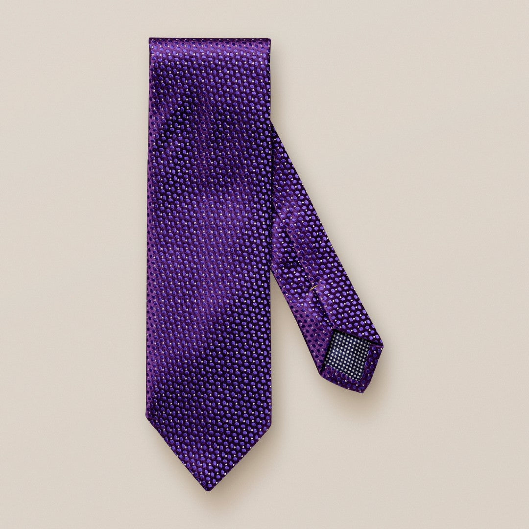 Eton Silk Textured Greometic Patterned Tie Mid Purple-MALFORD OF LONDON SAVILE ROW MENSWEAR OUTLET