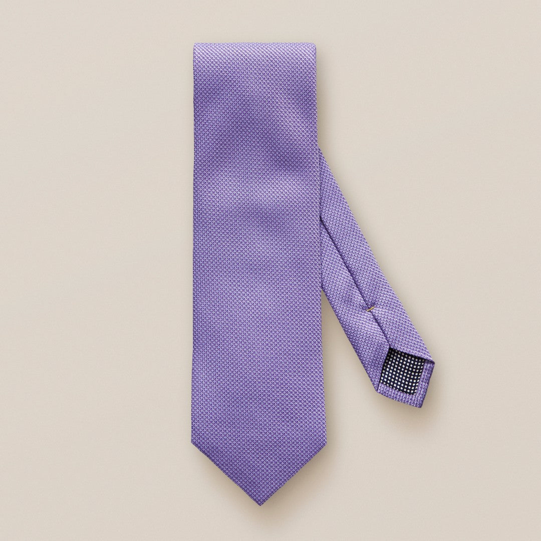 Eton Silk Textured Micro Diamond Patterned Tie Mid Purple-MALFORD OF LONDON SAVILE ROW MENSWEAR OUTLET